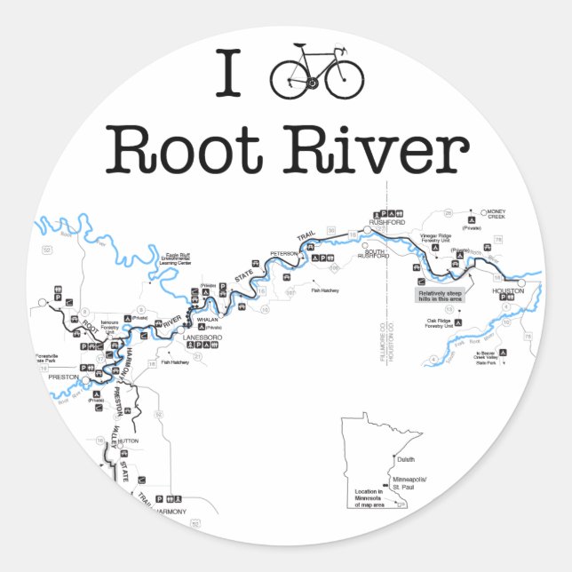 I Bike Root River Classic Round Sticker (Front)