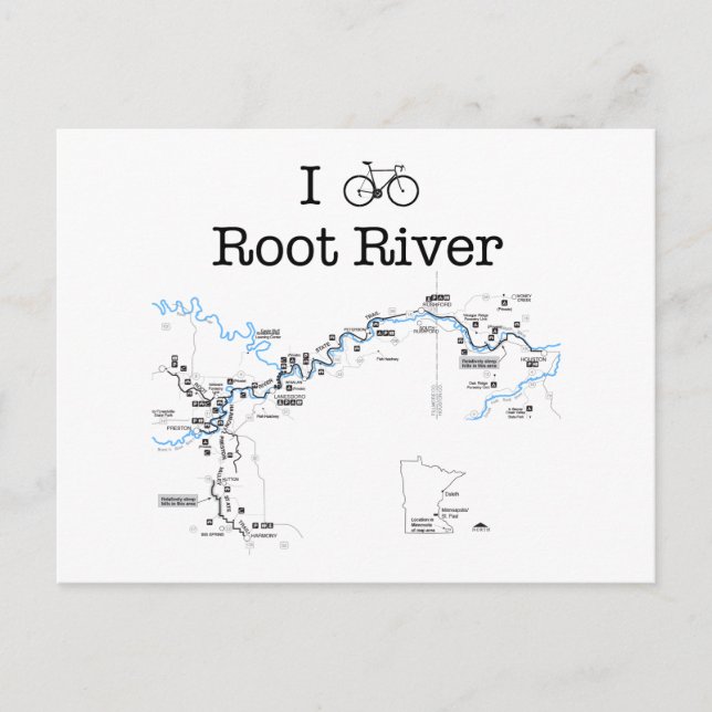 I Bike Root River Postcard (Front)