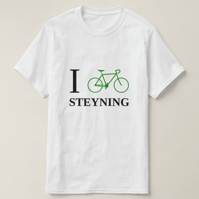 I Bike STEYNING (Green Bicycle Icon) T-Shirt (Design Front)