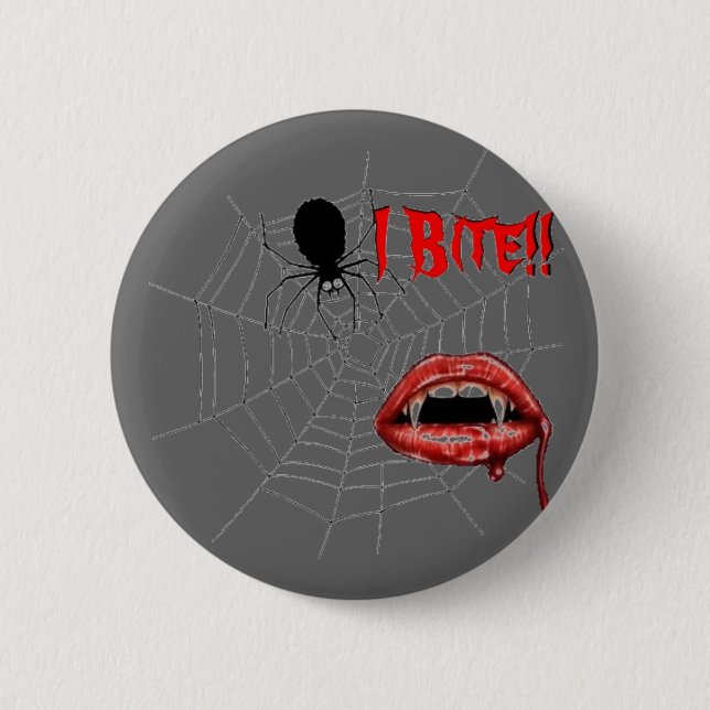 I Bite!! 6 Cm Round Badge (Front)