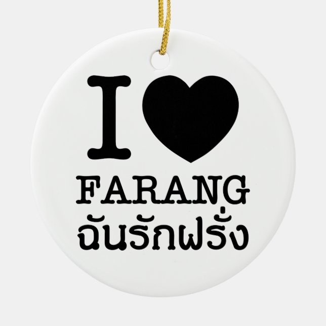 I Black Heart (Love) Farang Ceramic Tree Decoration (Front)