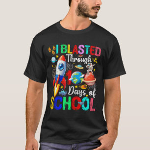I Blasted Through 100 Days School Colourful Rocket T-Shirt