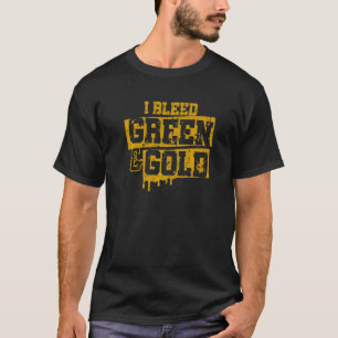 I Bleed Green and Gold Game Day Group School Footb T-Shirt