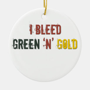 i bleed green n gold ceramic tree decoration