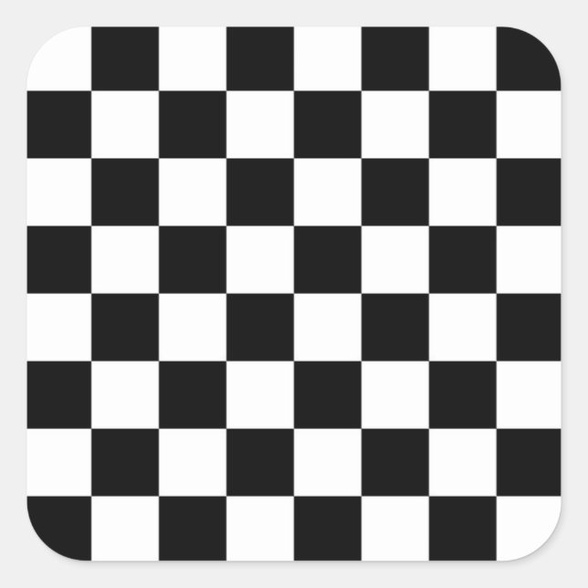 I Bleed Racing Check Black White Chequered Custom Square Sticker (Front)