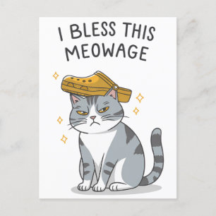 I Bless This Meowage Marriage Funny Cat Wedding Postcard