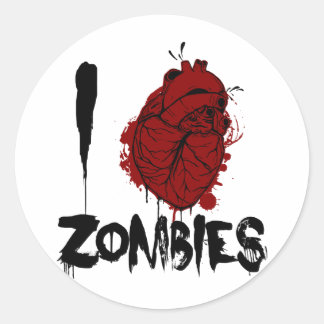 i bloody heart zombies classic round sticker
