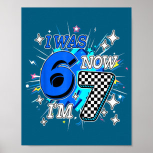 I Blue Checkered 6 7 Birthday Poster