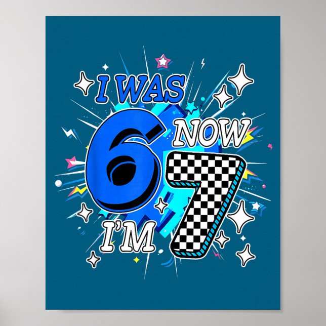 I Blue Checkered 6 7 Birthday Poster (Front)
