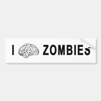 I [BRAIN] ZOMBIES BUMPER STICKER