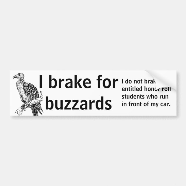 I brake for buzzards bumper sticker (Front)