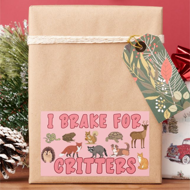 I Brake for Critters Rectangular Sticker (Holiday)