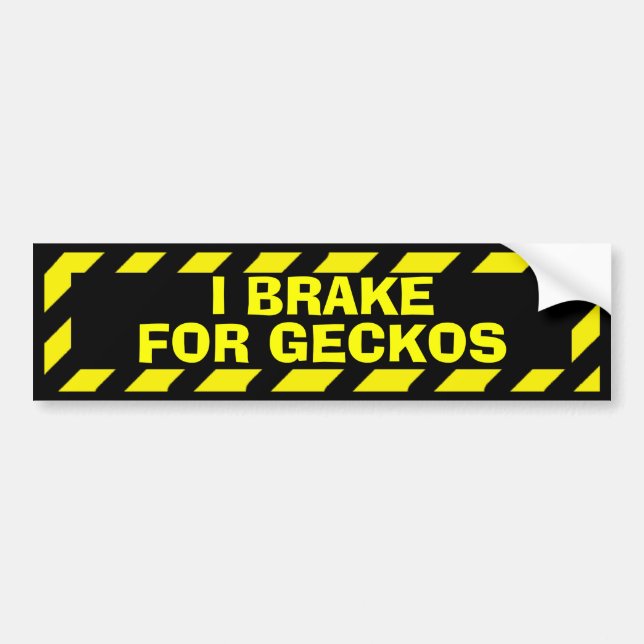 I brake for geckos funny yellow caution sticker (Front)