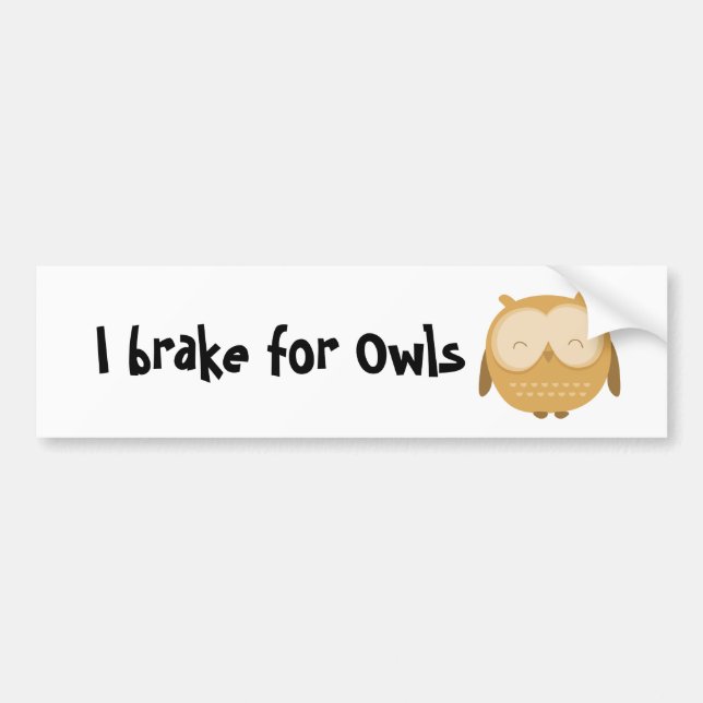 I brake for Owls Bumper Sticker (Front)