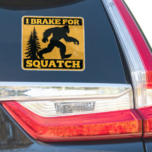 I Brake For Squatch Retro Bigfoot Funny Yellow
