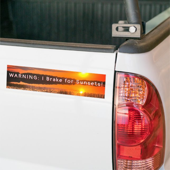 I Brake for Sunsets Bumper Sticker (On Truck)
