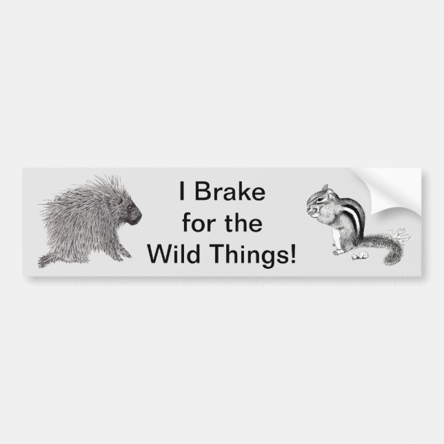 I Brake For The Wild Things! Bumper Sticker (Front)