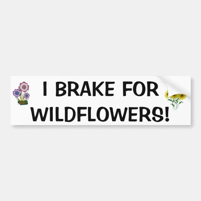 "I Brake for Wildflowers!" Bumper Sticker (Front)