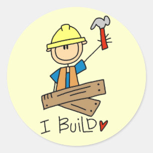 I Build Stick Figure Carpenter Tshirts Classic Round Sticker
