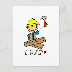 I Build Stick Figure Carpenter Tshirts Postcard