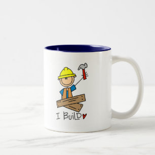 I Build Stick Figure Carpenter Tshirts Two-Tone Coffee Mug