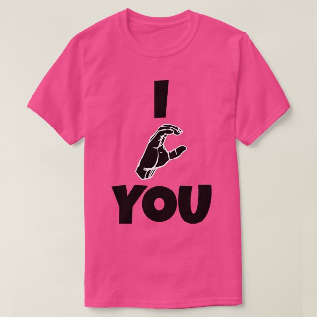 I C You text with Sign language black and white de T-Shirt (Design Front)
