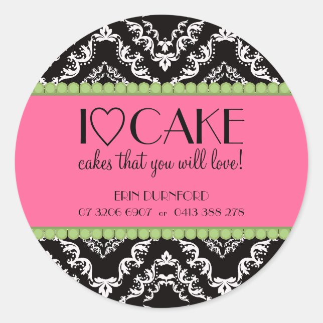 I ♥ Cake Business Stickers (Front)