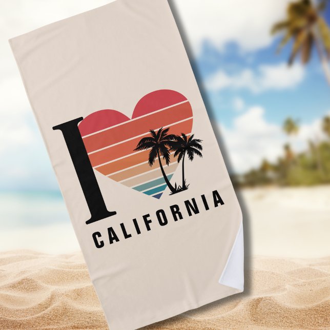  I ♥ California Retro Beach Towel (Creator Uploaded)