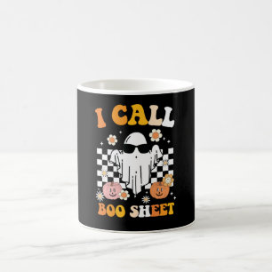 I Call Boo Sheet Halloween Retro Ghost Coffee Mug