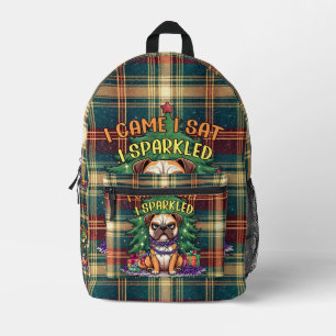 I Came I Sat I Sparkled Funny Christmas Bulldog Printed Backpack