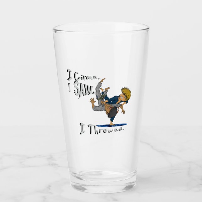 I Came, I Saw, I Throwed. funny judo Glass (Front)