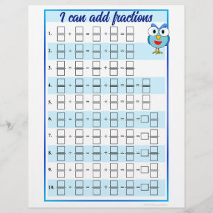I Can Add and Subtract Fractions Templates Custom Letterhead