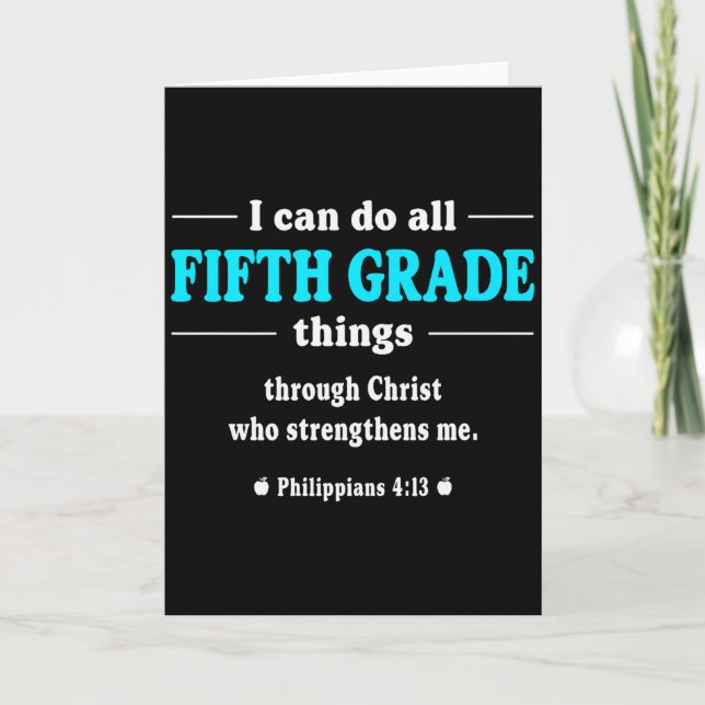 I Can Do All Fifth Grade Things - Inspirational Te Card (Front)