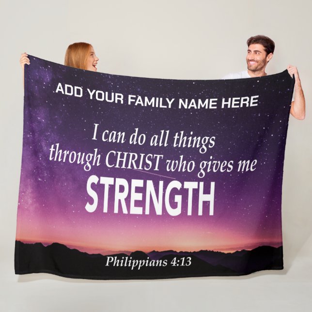 I CAN DO ALL THINGS Christian Bible Family Fleece Blanket (In Situ)