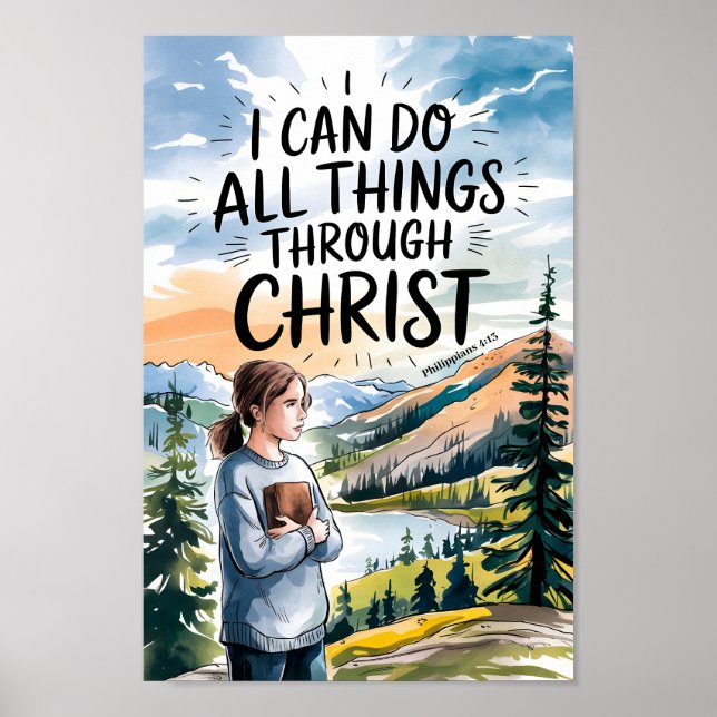 I Can Do All Things Christian Teen Girl Wall Art (Front)