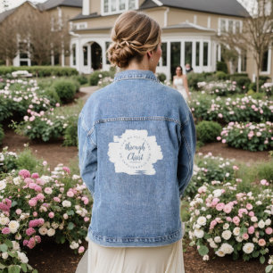 I Can Do All Things Dusty Blue Script Bible Verse Denim Jacket