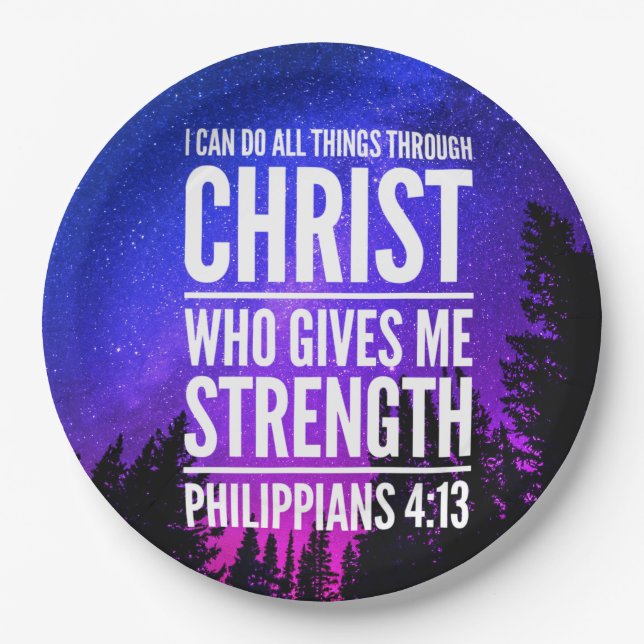 I Can Do All Things Through Christ Bible Verse Paper Plate (Front)