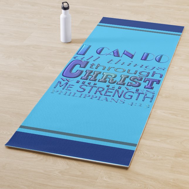 I can do all things through Christ Blue Text    Yoga Mat (In Situ)