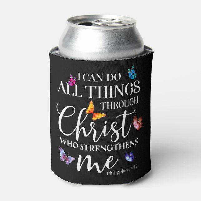 I Can Do All Things Through Christ Butterfly Art Cooler (Can Front)