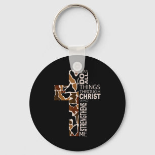 I Can Do All Things Through Christ Christian Camo  Key Ring