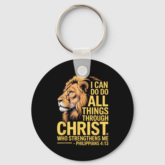 I Can Do All Things Through Christ, Cross Lino Chr Key Ring (Front)