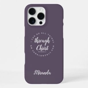 I Can Do All Things Through Christ Quote Purple iPhone 16 Pro Max Case