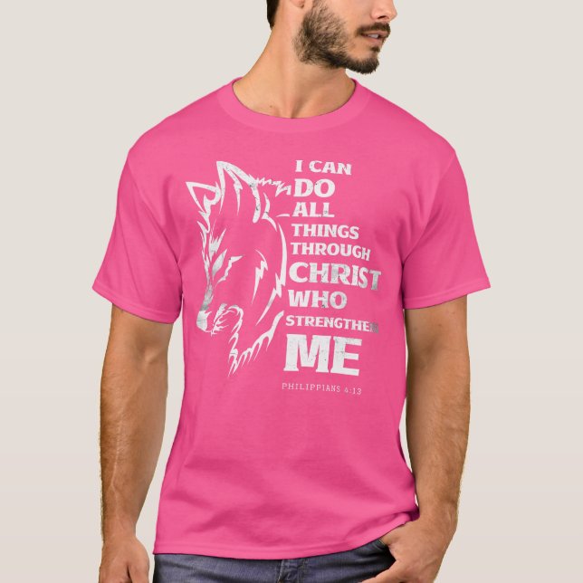 I Can Do All Things Through Christ Wolf Faith Men  T-Shirt (Front)