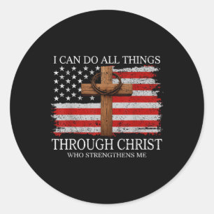 I Can Do All Things Through Jesus America Pride Us Classic Round Sticker