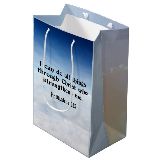 I Can Do All Things through...Philippians 4:13 Medium Gift Bag (Front Angled)