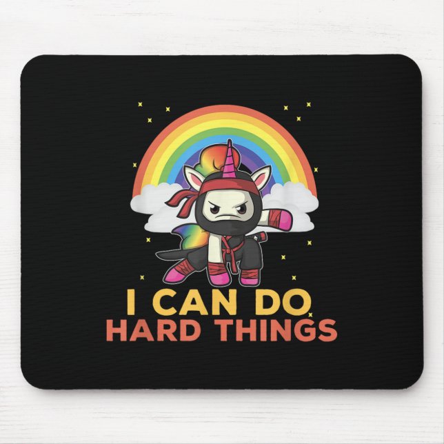 I Can Do Hard Things Rainbow Ninja  Mouse Pad (Front)