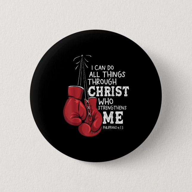 I Can Do Things Christian Boxing Quote Philipans 4 6 Cm Round Badge (Front)