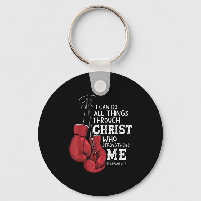 I Can Do Things Christian Boxing Quote Philipans 4 Key Ring (Front)