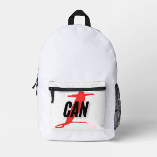 "I Can" Dynamic Red & Black Empowerment Word Art Printed Backpack