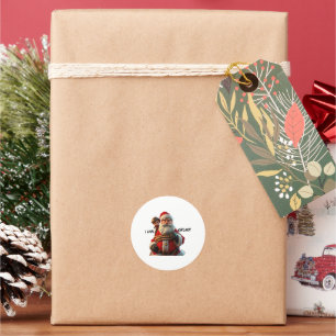 I Can Explain, Cartoon Santa Claus And Little Boy Classic Round Sticker